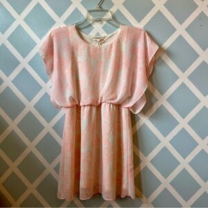 Rachael & Chloe Pink Flutter Sleeve Sundress